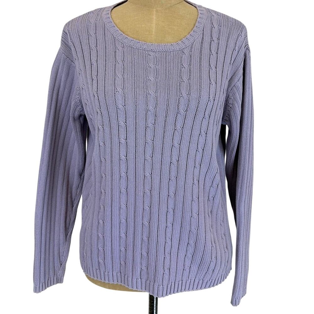 Vintage Y2K Pendleton Lavender Purple Cable Knit Cotton Sweater Size Medium